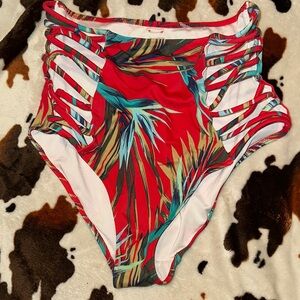 PINK Victoria's Secret Red Tropical Bikini Bottom